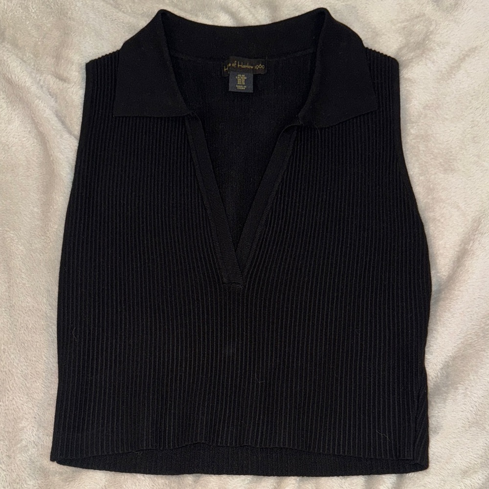 House of Harlow 1960 Black Ribbed Tank Top